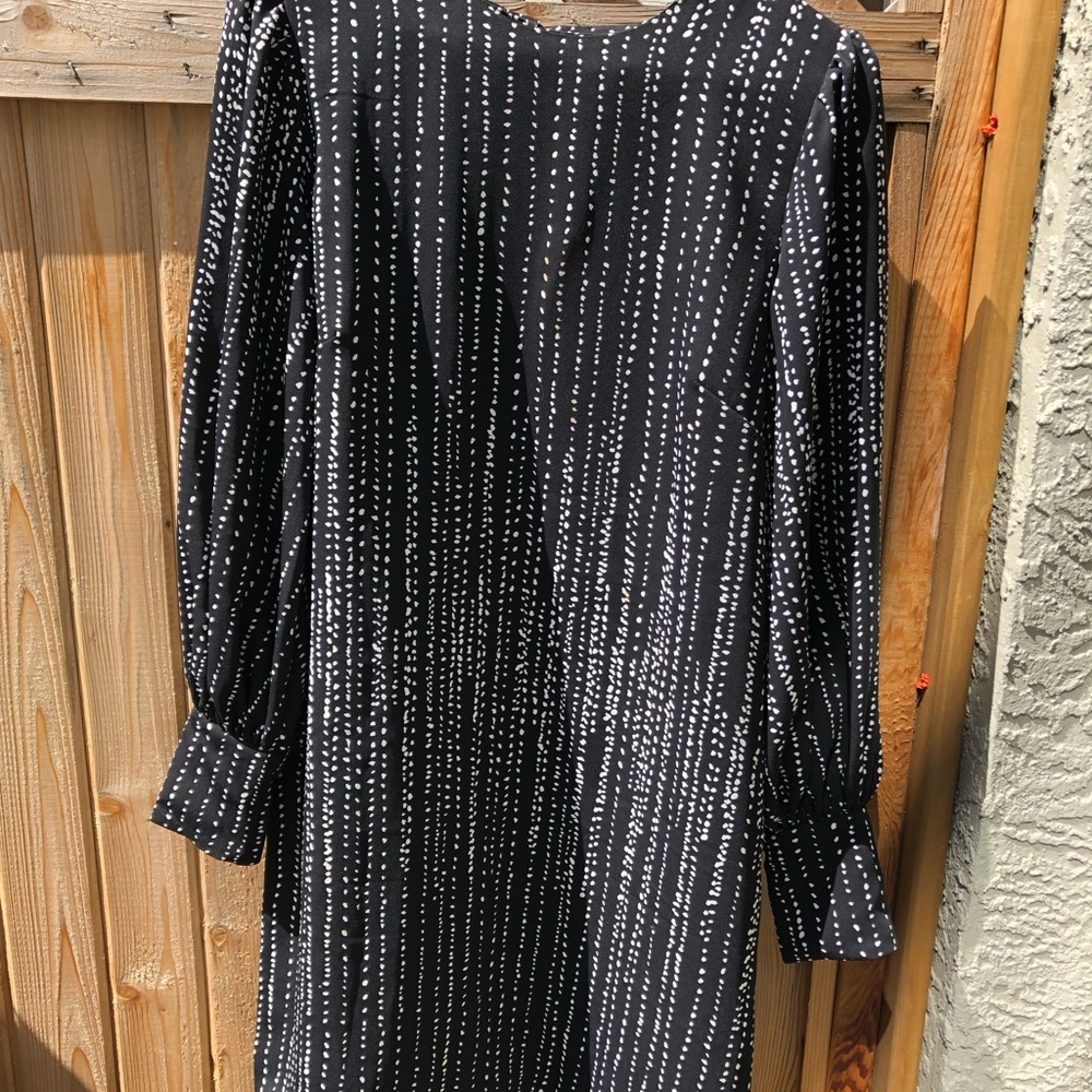 H&M Black and Silver Sheath Dress with Bishop Sleeves